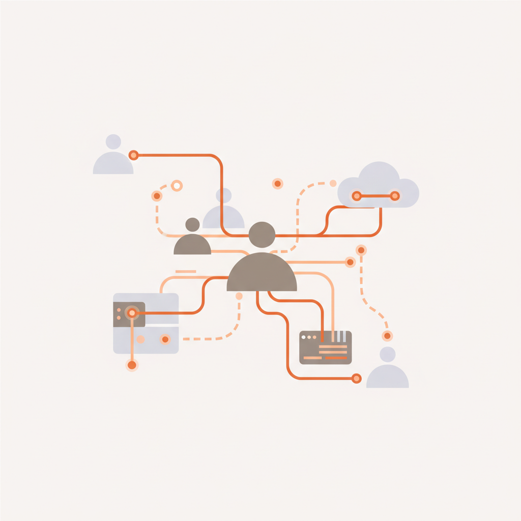 Visual representation of interconnected data networks and digital transformation